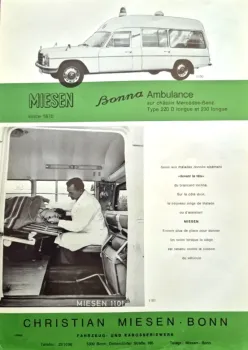 Mercedes-Benz 220 Miese Krankenwagen 1969 Automobilprospekt (11531)