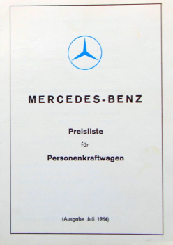Mercedes-Benz Personenwagen Preisliste 1964 Automobilprospekt (11529)