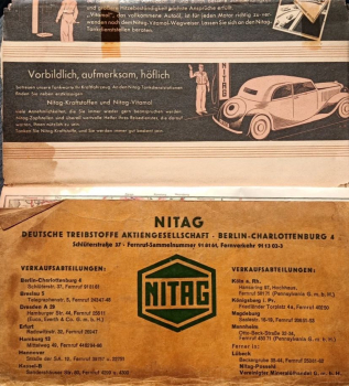 Preview: Nitag Straßenkarte Deutschland 1938 mit Tankstellenverzeichnis (11533)