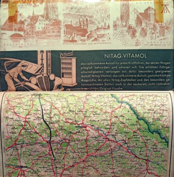 Preview: Nitag Straßenkarte Deutschland 1938 mit Tankstellenverzeichnis (11533)