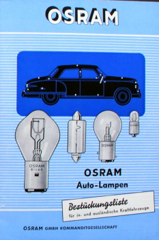 Osram Autolampen Modellprogramm 1955 Zubehörprospekt (11572)