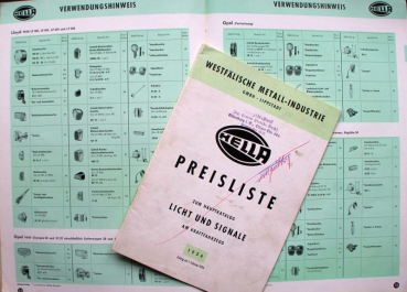 Preview: Hella "Licht und Signale am Kraftfahrzeug" Zubehör-Katalog 1956 mit Preisliste (11567)