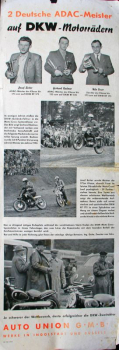 DKW Motorräder Modellprogramm 1954 "ADAC Meister auf DKW" Motorradprospekt (11612)