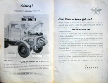 Preview: Hanomag A-L 28 Diesel-Allrad-Lastwagen 1958 Betriebsanleitung (11604)