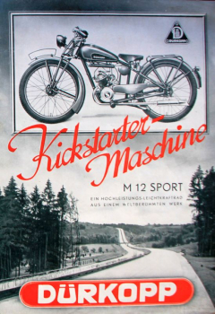 Dürkopp Motorrad M 12 Sport 1936 "Kickstarter-Maschine" Motorradprospekt (11606)
