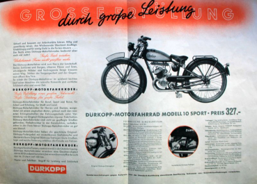 Preview: Dürkopp Motorrad 10 Sport 1938 "Erfüllter Traum" Motorradprospekt (11605)
