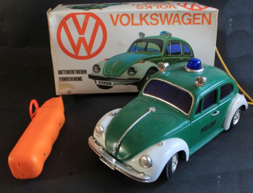 Toy Centre Volkswagen Käfer Polizei 1974 Plastikmodell mit Fernsteuerung in Originalkarton (11584)