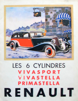 Renault Vivasport Primastella 6 Zylinder Modellprogramm 1934 Automobilprospekt (11602)