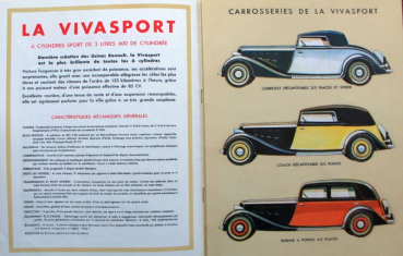 Preview: Renault Vivasport Primastella 6 Zylinder Modellprogramm 1934 Automobilprospekt (11602)