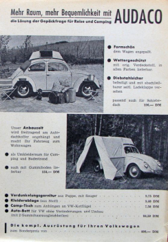 Volkswagen Käfer Audaco Gepäckträger 1965 Automobil-Zubehörprospekt (11638)