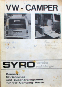 Syro "Volkswagen Camper Einrichtungen" Volkswagen T2 Transporter Camperhandbuch 1974 (11621)