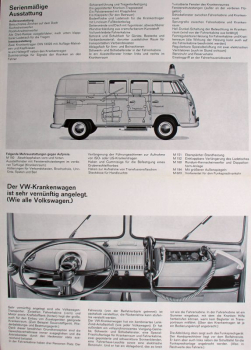 Preview: Volkswagen T1 Transporter Krankenwagen Modellprogramm 1966 Automobilprospekt (11622)