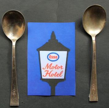 Esso Motor-Hotel 1953 Hepp-Werbelöffel versilbert mit Logo (9248)