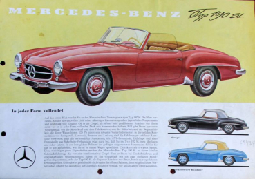 Mercedes-Benz 190 SL Cabrio Modellprogramm 1956 Automobilprospekt (11673)