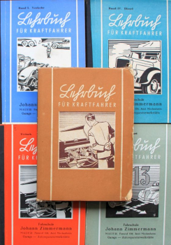Zinßer "Lehrbuch für Kraftfahrer" Fahrzeugtechnik 1942 vier Bände im Schuber (11676)