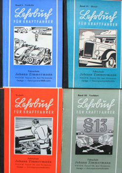 Preview: Zinßer "Lehrbuch für Kraftfahrer" Fahrzeugtechnik 1942 vier Bände im Schuber (11676)