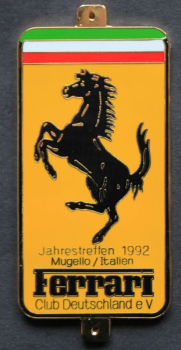 Ferrari Club Deutschland Jahrestreffen Italien 1992 Originalplakette (11701)