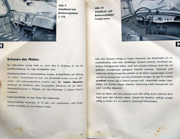 Preview: Adler Trumpf Junior 2 Liter 1939 Betriebsanleitung (11713)