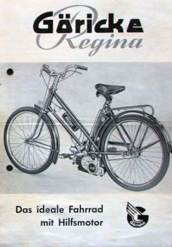 Göricke Regina Fahrrad mit Ilo Motor Modellprogramm 1954 Fahrradprospekt (11715)