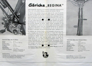 Preview: Göricke Regina Fahrrad mit Ilo Motor Modellprogramm 1954 Fahrradprospekt (11715)