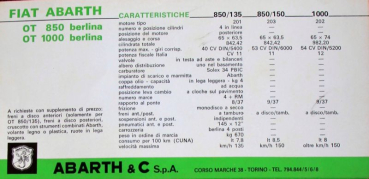 Preview: Abarth Fiat 1000 OT Berlina Modelprogram 1965 Carbrochure (11819)
