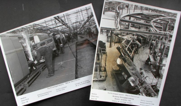 Volkswagen T1 Transporter Produktionslinie Hannover 1966 zwei Werksfotos (11816)