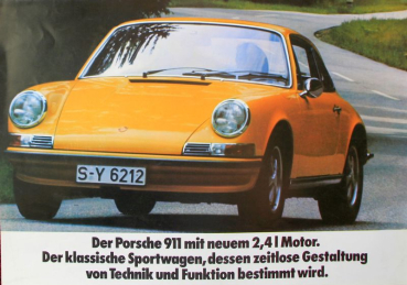 Porsche 911 2,4 Liter Motor Modellprogramm 1971 Automobilprospekt (11814)