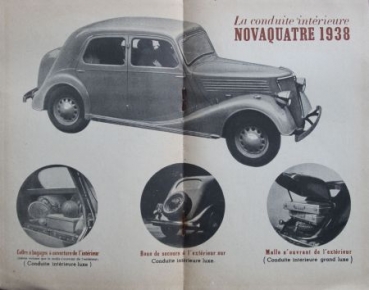 Renault Novaquatre Modelprogram 1938 "La Nouvelle" Carbrochure (5946)