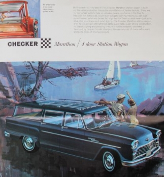 Checker Modellprogramm 1964 "No other car is built like Checker" Automobilprospekt (5956)