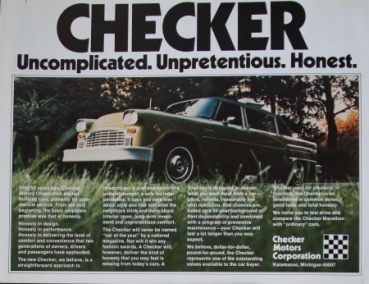 Checker Modelprogram 1974 "Uncomlicated" Carbrochure (5957)