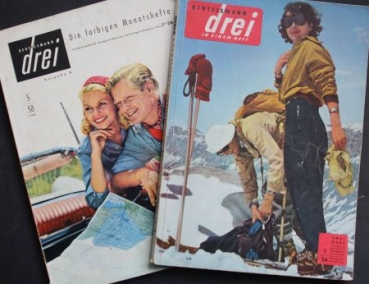 "Bertelsmann drei in einem Heft" Society-Magazine 1956 Fangio Story two Issues (5881)