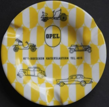 Opel Aschenbecher 1955 Auto-Boesken Plastik mit Logo (5853)