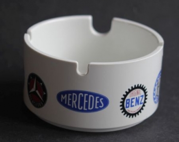 Mercedes-Benz Aschenbecher 1975 mit historischen Logos Plastik (5852)