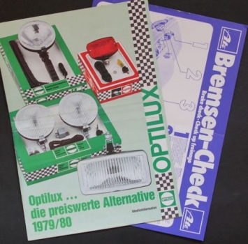 Optilux Vehicle-Headlights ATE Brakes 1980 two Sparepartbrochures (5765)