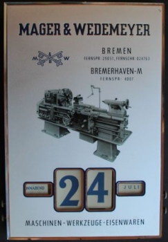 Mager & Wedemeyer Engine All-Year-Calendar 1960 glas on wood (6482)