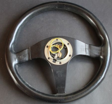 Opel Sportlenkrad 1980 Momo "Racing line" Leder mit Nabe-Adapter und Betriebserlaubnis (6539)