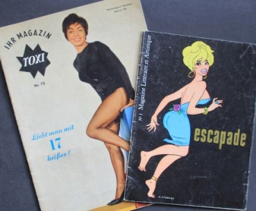 "Toxi Magazin" - "Escapade Magazine" 1961 Gesellschafts-Magazin zwei Ausgaben (6485)