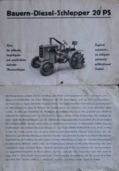 Lanz Bulldog 1937 Bauern-Diesel-Schlepper 20 PS Traktorprospekt (5762)