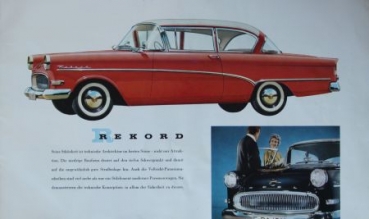 Opel Olympia Rekord Modelprogram 1958 "Gleich sicher in jeder Hand"  Carbrochure (5712)