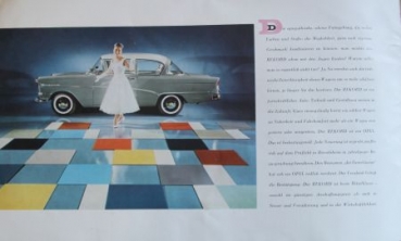 Opel Olympia Rekord Modelprogram 1958 "Gleich sicher in jeder Hand"  Carbrochure (5712)