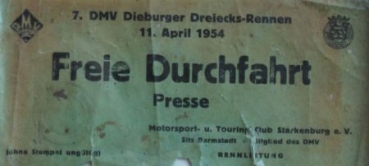 ADAC 1955 Nuerburgring Eifel-Race Lot Photo, Presscard, original Motorracing-Movieroll framed (5655)