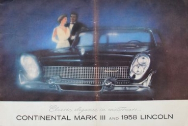 Lincoln Continental Mark III Modelprogram 1958 "Classic elegance" Carbrochure (3432)