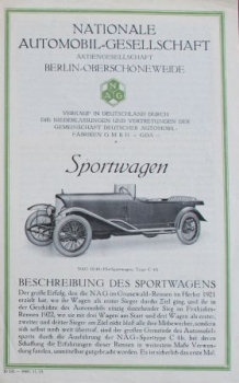NAG Sportwagen Typ C4b 1924 Modellprogramm (S0052)