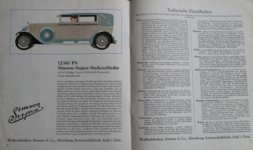Simson Supra 12/60 PS Modelprogram 1928 (S0086)