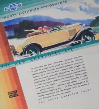 Chevrolet Six Modelprogram 1930 Mailer "Smooth" Carbrochure (0165)