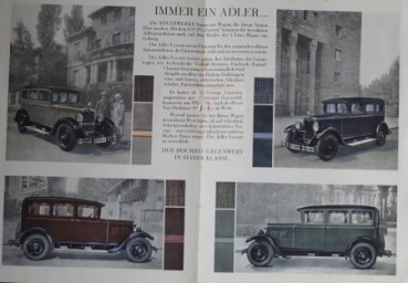 Adler Favorit Modellprogramm 1929 Automobilprospekt (0181)