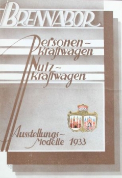 Brennabor "Ausstellungs-Modelle" Modelprogram 1933 (S0183)