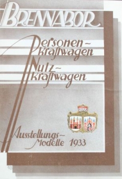 Brennabor "Ausstellungs-Modelle" Modellprogramm 1933 (S0183)