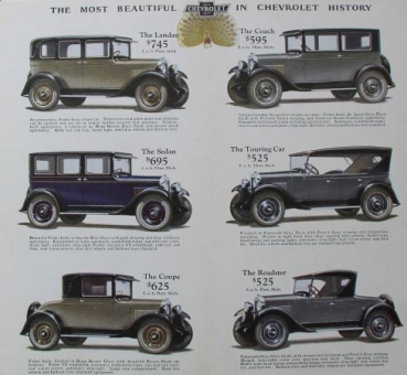 Chevrolet Modelprogram 1927 "World's lowest priced modern quality car" Carbrochure (3929)