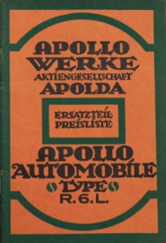 Apollo Automobile Type R 6 L 1912 Ersatzteilliste (S0217)